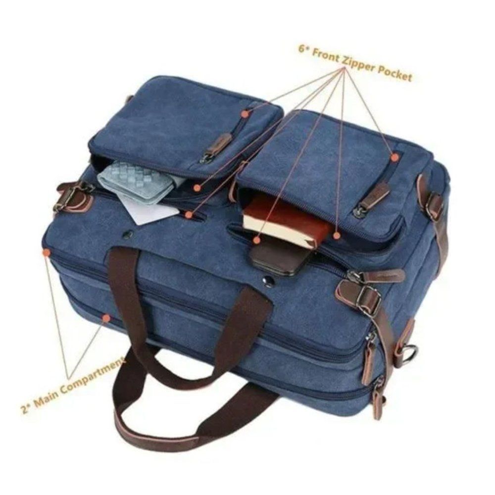 NEW Convertible Briefcase Backpack Blue - Picture 6 of 9